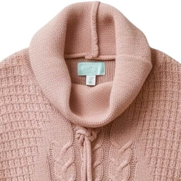 Ruby Moon Wool Knit Drawstring Cowl Neck Pink Pullover Sweater Women's Sz M Soft - Picture 4 of 6